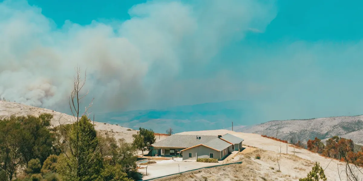 A Northern California home at risk from a nearby wildfire, needing a vulnerability assessment.