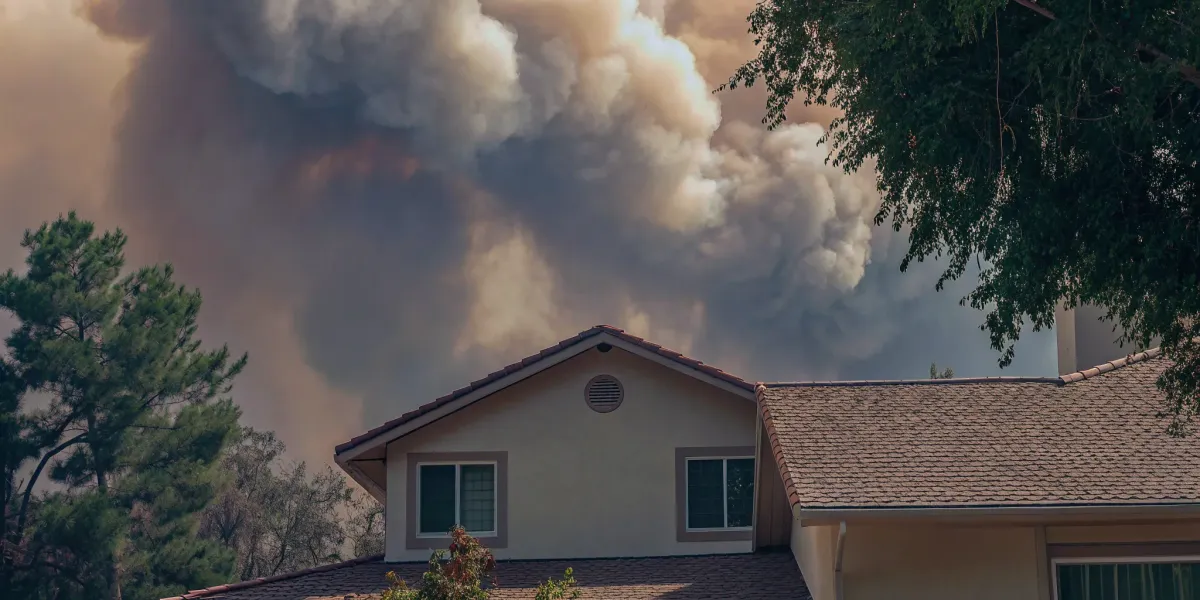 A Northern California home under threat from a wildfire, making a preparedness plan essential.
