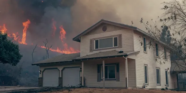 Wildfire threatens home.