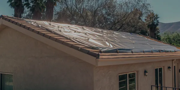 Fire retardant roof coating on tiles.