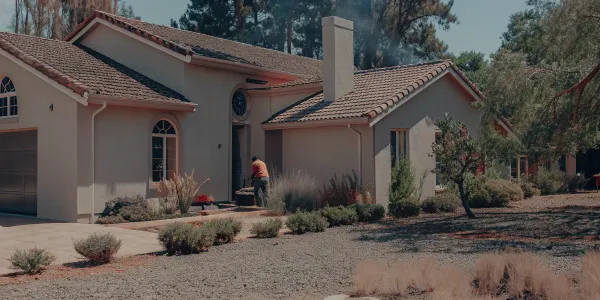 Defensible space around a Northern California home, a key part of a fire defense plan.